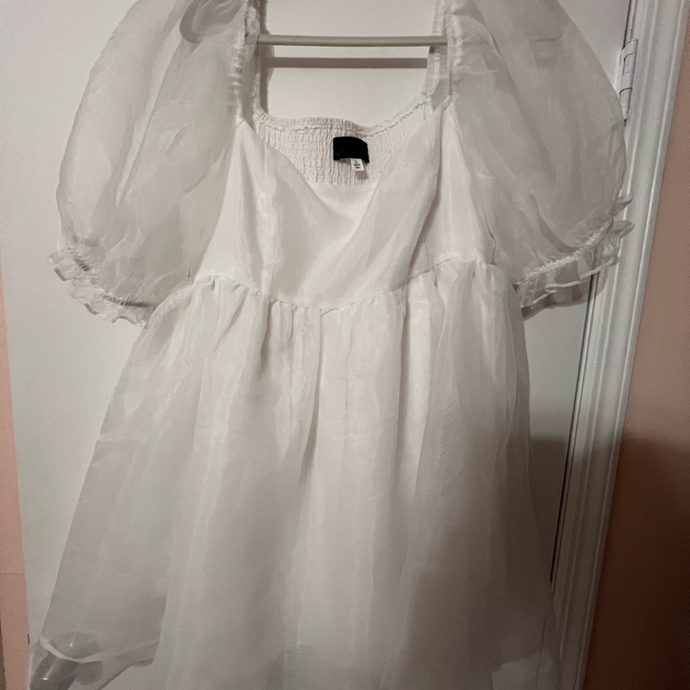 White Puff Sleeve Dress